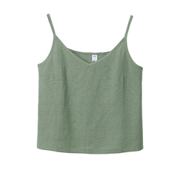 オプションのXLサイズ Vネック女性用リネンコットンキャミソール スリングの調節可能な長さ 16枚目の画像