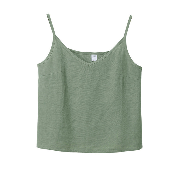 オプションのXLサイズ Vネック女性用リネンコットンキャミソール スリングの調節可能な長さ 16枚目の画像