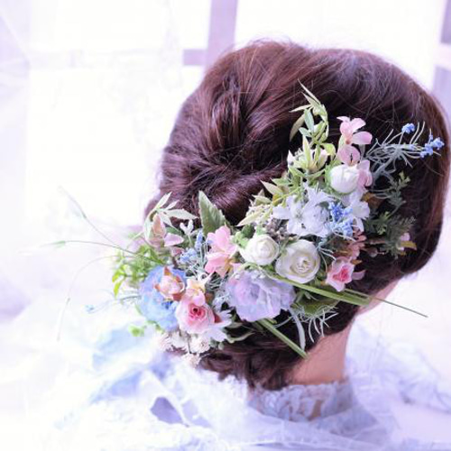 ♡マルチに使える柔らかなお色の花飾り 髪飾り コサージュ インテリア  