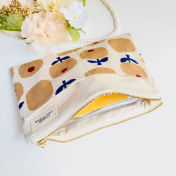 ＊北欧風＊綿麻＊フラットポーチ＊通帳入れ＊お薬手帳入れ＊20センチファスナー 10枚目の画像