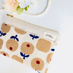 ＊北欧風＊綿麻＊フラットポーチ＊通帳入れ＊お薬手帳入れ＊20センチファスナー 4枚目の画像