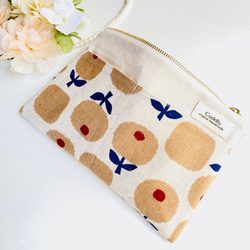 ＊北欧風＊綿麻＊フラットポーチ＊通帳入れ＊お薬手帳入れ＊20センチファスナー 13枚目の画像