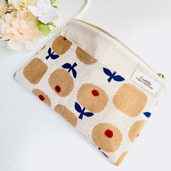 ＊北欧風＊綿麻＊フラットポーチ＊通帳入れ＊お薬手帳入れ＊20センチファスナー 13枚目の画像