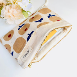 ＊北欧風＊綿麻＊フラットポーチ＊通帳入れ＊お薬手帳入れ＊20センチファスナー 12枚目の画像