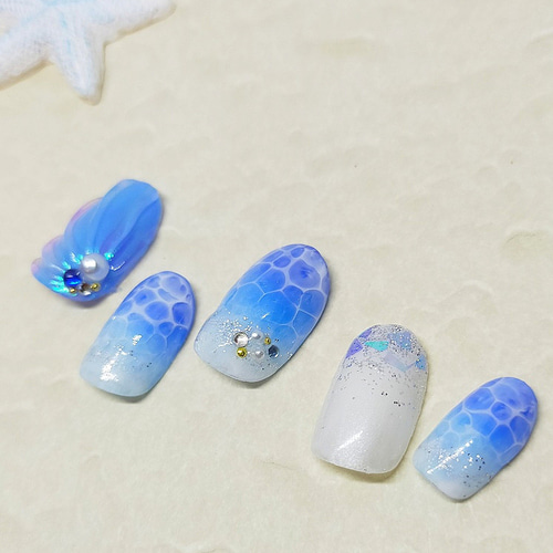 佑海ページ ネイルチップ 佑海ページ ネイルチップ ネイルチップ☆海デザインカラー