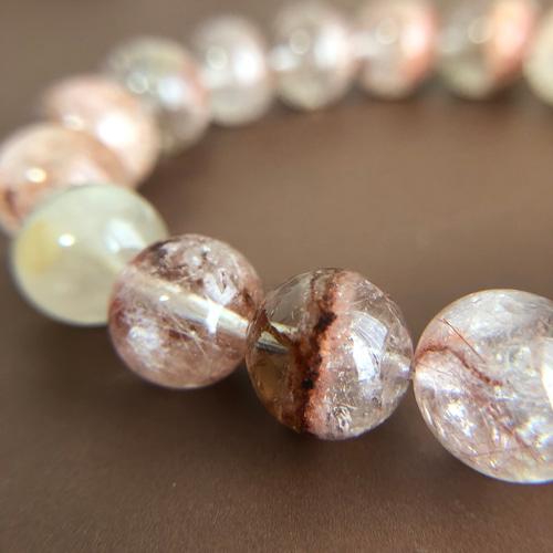 【希少,美品】ホワイトレッドガーデンクォーツ　１６㎜　ブレスレット　大玉　天然 希少,美品】ホワイトレッドガーデンクォーツ 16㎜ ブレスレット 大玉