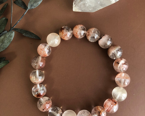 専用【希少,美品】ホワイトレッドガーデンクォーツ　１６㎜　ブレスレット　大玉 希少】レッドガーデンクォーツブレスレット ブレスレット 円と縁 by