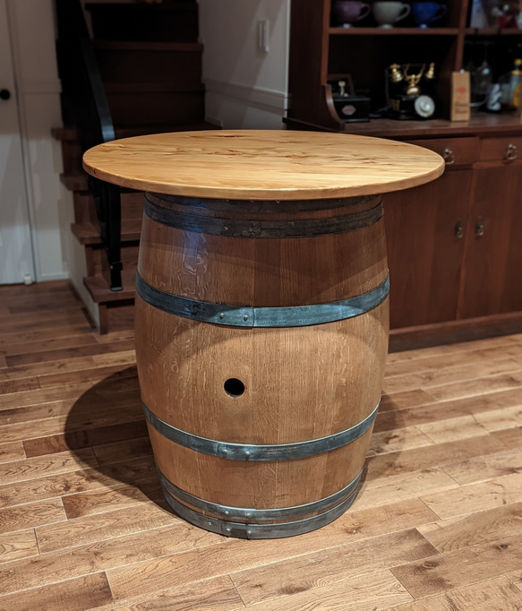 ワイン樽ハイテーブル 高級フレンチオーク樽 ダイニングテーブル