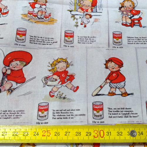 再入荷）cotton100％☆キャンベルキッズ柄（レッド） 生地 乙女