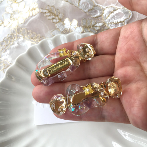 seariry no.475 粒鉱石 フープ mini ヘアクリップ レジンクリップ