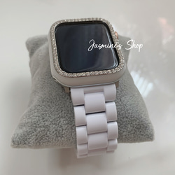 Apple Watch セラミック風プラスチックベルト＋ケースセット ホワイト 3枚目の画像