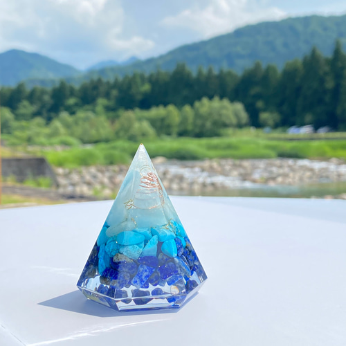 期間限定】《アクアマリン＆ターコイズ＆ラピスラズリ③》六角錐型