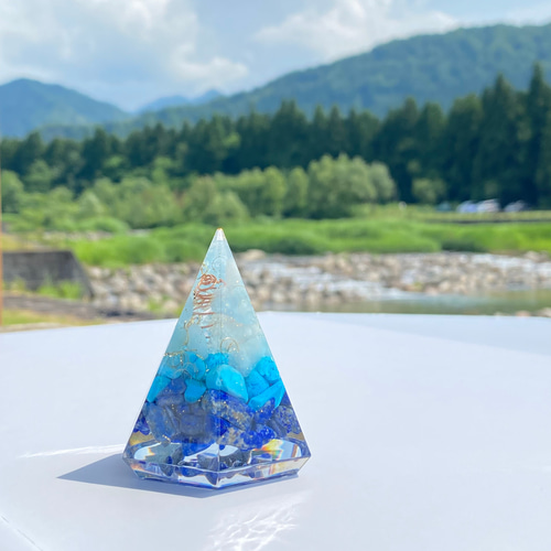 期間限定】《アクアマリン＆ターコイズ＆ラピスラズリ③》六角錐型