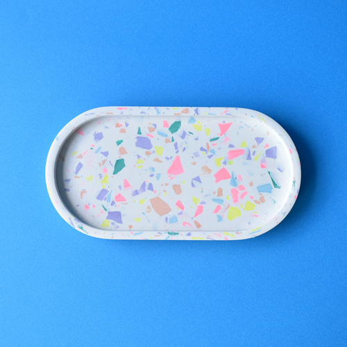 ジェスモナイト トレイ テラゾー ホワイトポップ オーバル その他