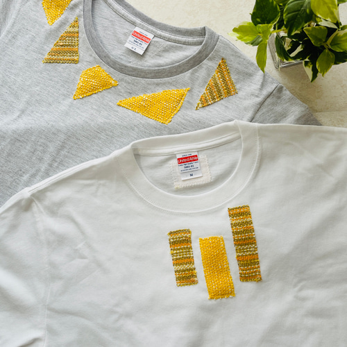 一点物】手織りデコTシャツ レディースMサイズ Tシャツ 歌川智子（うた 