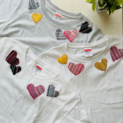 【一点物】手織りデコTシャツ　レディースLサイズ 1枚目の画像