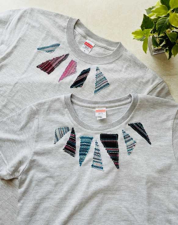 【一点物】手織りデコTシャツ　レディースLサイズ 2枚目の画像