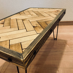 テーブル　ミニテーブル　コーヒーテーブル　ローテーブル　キャンプテーブル　アウトドア　座卓　折りたたみ　ヘリンボーン 7枚目の画像