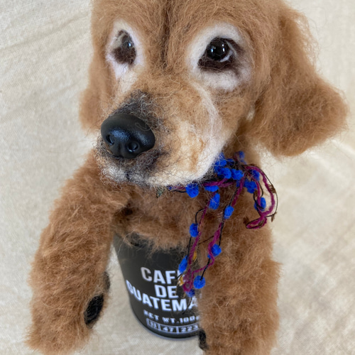 羊毛フェルト　ハンドメイド　ゴールデンレトリバー 羊毛フェルト 犬 額縁入りゴールデンレトリバー 犬フィギュア