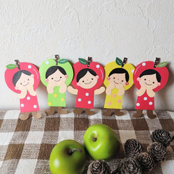 『りんごちゃん』壁面飾りꕤ◌受注制作 3枚目の画像