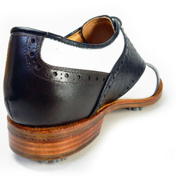 PARASHOE 本革底 クラシックゴルフシューズ サドルブローグ（白×黒×茶）3E 23～28cm（PSY-G102） 6枚目の画像