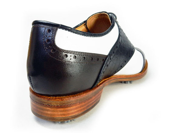 PARASHOE 本革底 クラシックゴルフシューズ サドルブローグ（白×黒×茶）3E 23～28cm（PSY-G102） 6枚目の画像