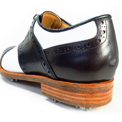 PARASHOE 本革底 クラシックゴルフシューズ サドルブローグ（白×黒×茶）3E 23～28cm（PSY-G102） 5枚目の画像