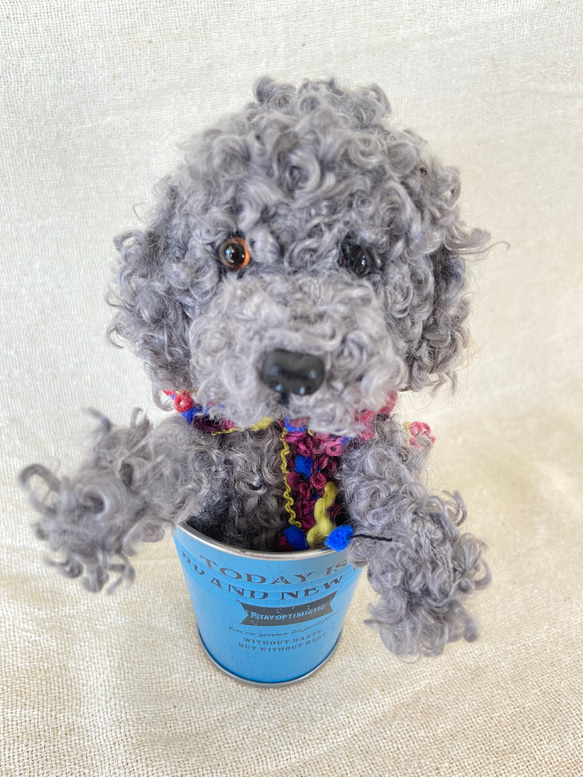 羊毛フェルト 獅子舞犬 トイプードル ハンドメイド - 置物