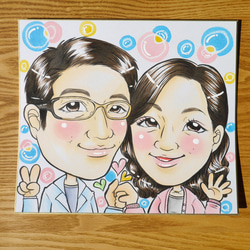 ☆カラフル似顔絵・色紙・4500円~・下描きチェック有☆ 記念日　還暦祝い　古希祝い　結婚記念日　敬老の日　誕生日 3枚目の画像