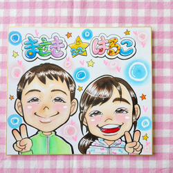 ☆カラフル似顔絵・色紙・4500円~・下描きチェック有☆ 記念日