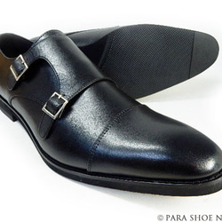 PARASHOE 本革 ダブルモンクス ビジネスシューズ 黒 4E（EEEE）27.5～32cm（PS1808-BLK） 1枚目の画像