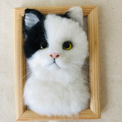 羊毛フェルト　はちわれ猫　フレーム猫 4枚目の画像