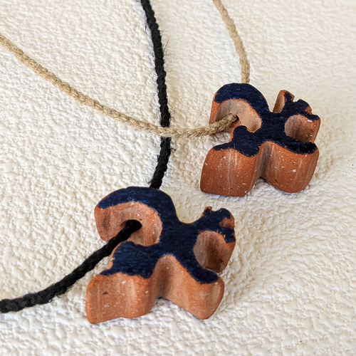 蒼鳥 』 瓦の首飾り 三州瓦 端材 ＆ Hemp アップサイクル ネックレス