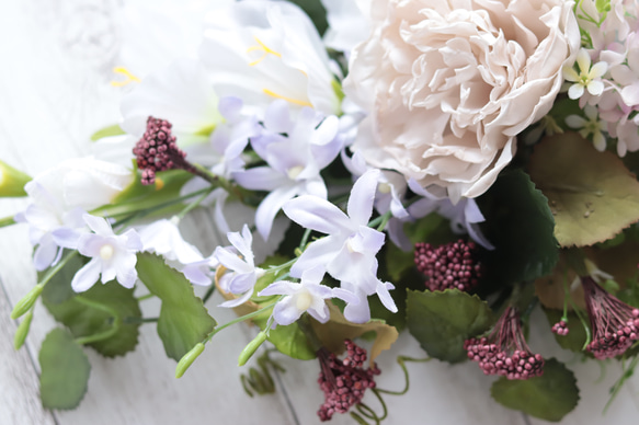 【大切な方に贈る仏花】芍薬とスノーボールのナチュラル花束＊アーティフィシャルフラワー＊枯れない造花＊野外のお墓 10枚目の画像