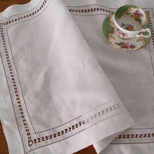 リネンテーブルナプキン6枚ドロンワーク刺繍フランス製