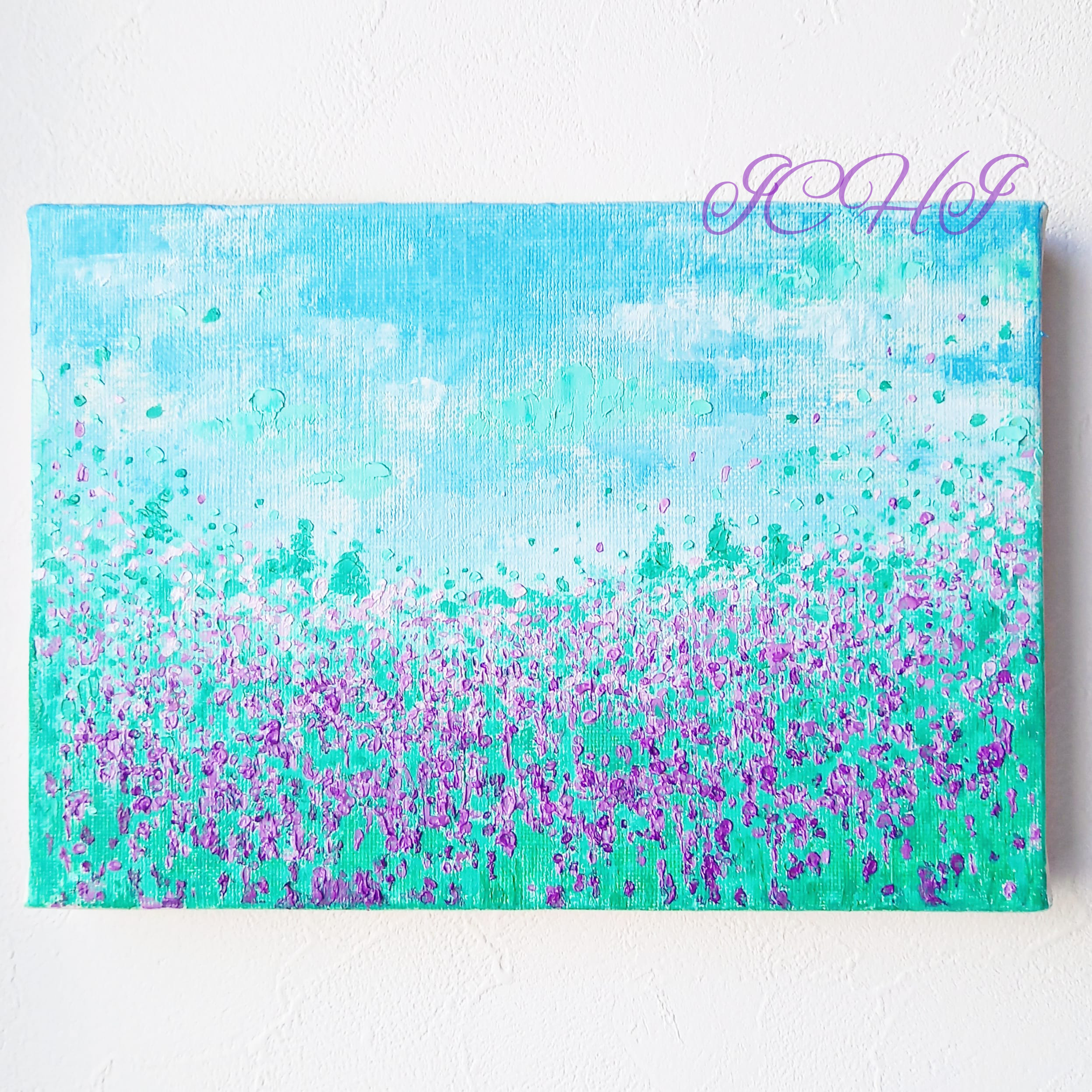 油絵 油彩 油彩画 絵 絵画【青空とラベンダー畑】 絵画 HR