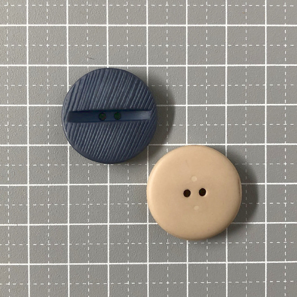 レトロ サークル 円形 ボタン ブルー ベージュ 24mm 5個セット au-205 3枚目の画像