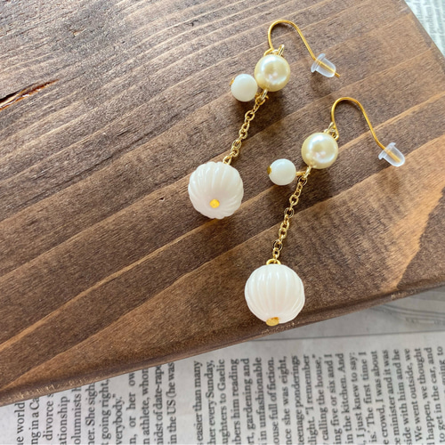 大人気＊＊パール調ピアス/イヤリング ピアス（フック・チェーン  