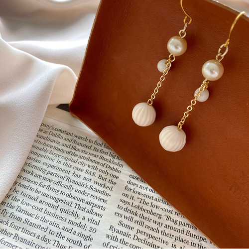 大人気＊＊パール調ピアス/イヤリング ピアス（フック・チェーン  