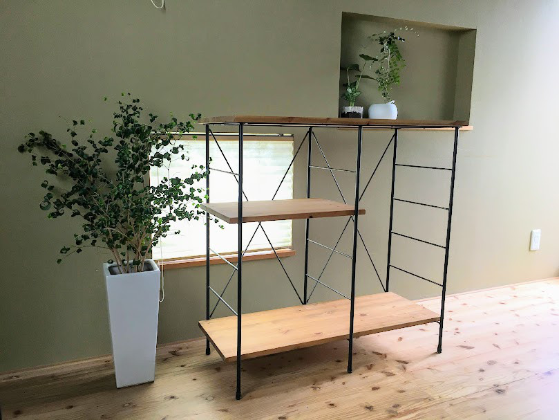 W90×D40×H90 シェルフ 可動式棚板 オーダー可 アイアン 棚・シェルフ