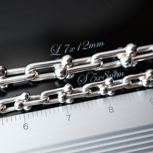SV925 スターリングシルバー Uチェーン 切り売り 4コマ単位 ◎L 7×12mm 3枚目の画像