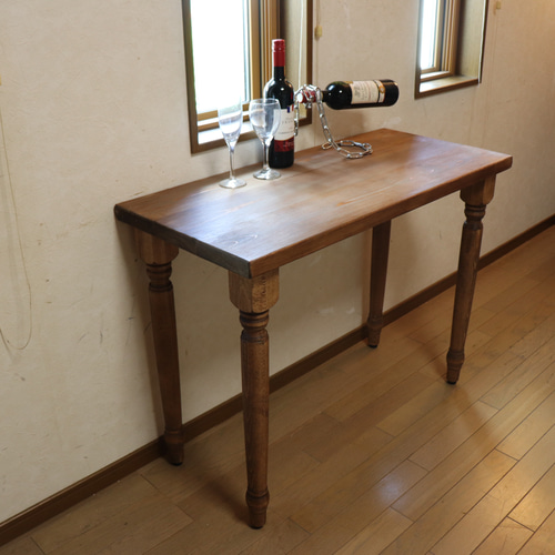 ろくろ足ひのき90cm奥行約42㎝ カウンターテーブル ダイニングテーブル