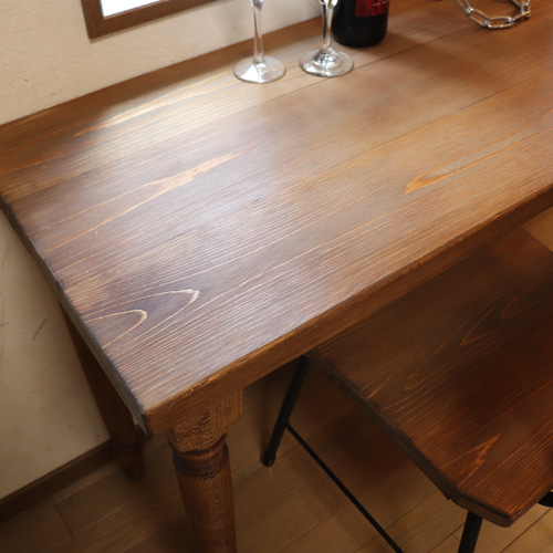 ひのきテーブル 無垢板 ろくろ足 ろくろ足ひのき100cm奥行約42㎝ カウンターテーブルカフェ