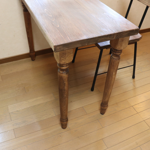 ひのきテーブル 無垢板 ろくろ足 ろくろ足ひのき100cm奥行約42㎝ カウンターテーブルカフェ