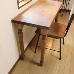 ろくろ足ひのき100cm奥行約42㎝　カウンターテーブルカフェダイニングテーブル　カウンターテーブル　 2枚目の画像