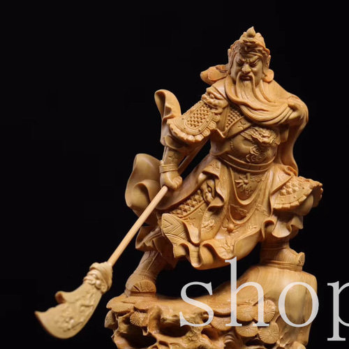 極上の木彫】 財神 三国志 関羽像☆招財 ☆鎮宅辟邪☆ 仏教工芸 精密