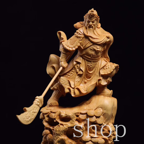 極上の木彫】 財神 三国志 関羽像☆招財 ☆鎮宅辟邪☆ 仏教工芸 精密