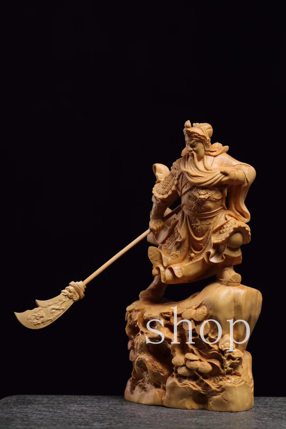 極上の木彫】 財神 三国志 関羽像☆招財 ☆鎮宅辟邪☆ 仏教工芸 精密