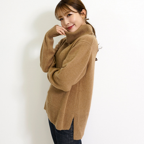 SALE ベビーキャメル100% タートルネックニットプルオーバー ニット