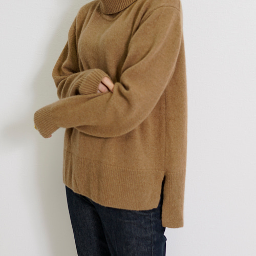 SALE ベビーキャメル100% タートルネックニットプルオーバー ニット